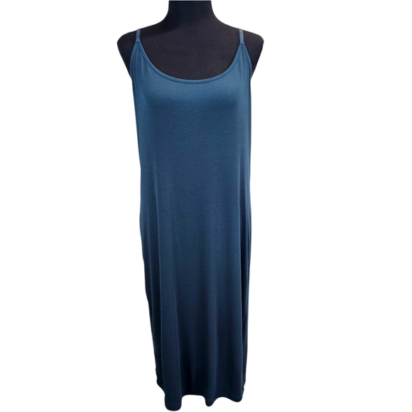 Universal Standard Teal Tencel Cami Dress M Soft Stretch Knit Clean Girl Minimal - Picture 3 of 16